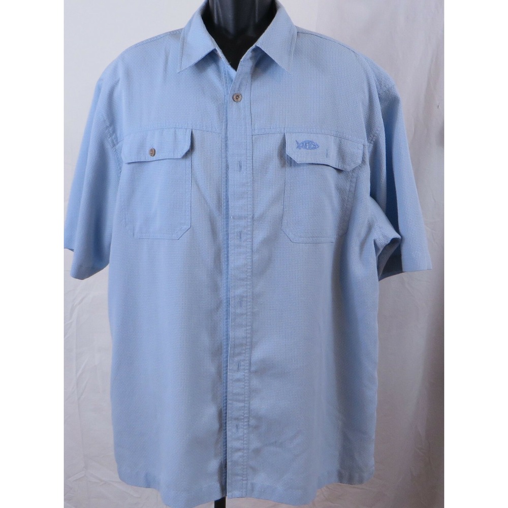 American Fishing Tackle Co Fishing Shirt Vented Short Sleeve Genuine Bluewater L